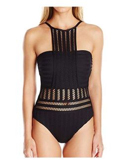 New York Women's High Neck Bandeau One Piece Swimsuit