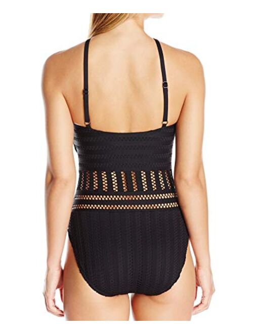 Kenneth Cole New York Women's High Neck Bandeau One Piece Swimsuit