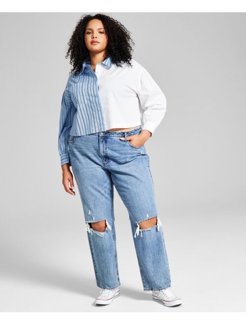 And Now This Trendy Regular and Plus Size Two-Toned Cotton Top