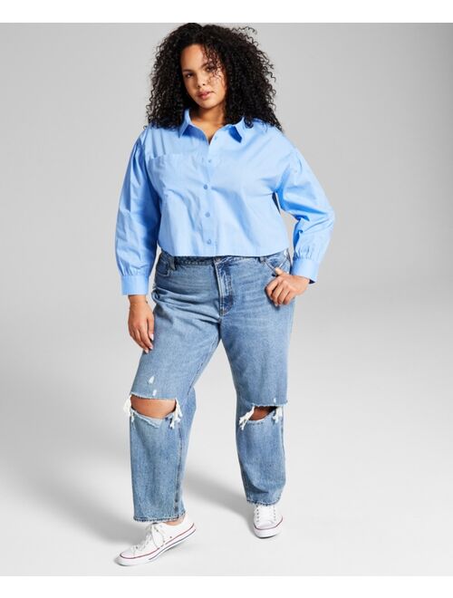 And Now This Trendy Plus Size Cotton Button-Front Top