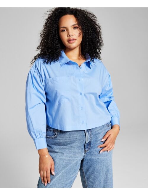 And Now This Trendy Plus Size Cotton Button-Front Top