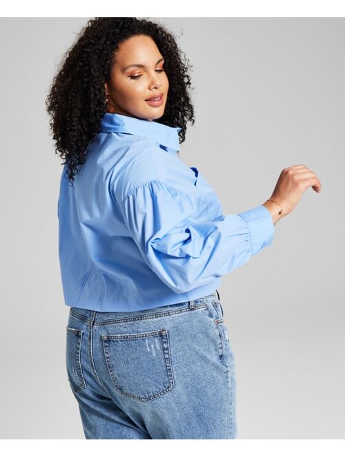 And Now This Trendy Plus Size Cotton Button-Front Top