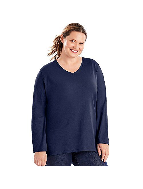 Just My Size Women's Long-Sleeve V-Neck Tunic T-Shirt