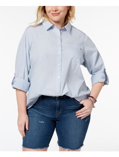 Tommy Hilfiger Plus Size Cotton Utility Shirt, Created for Macy's