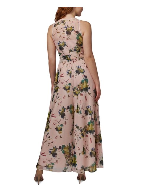 Adrianna Papell Floral-Print Wide-Leg Jumpsuit