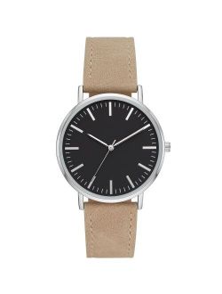 Men's Value Strap Watch - Goodfellow & Co Silver/Brown