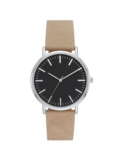 Men's Value Strap Watch - Goodfellow & Co™ Silver/Brown