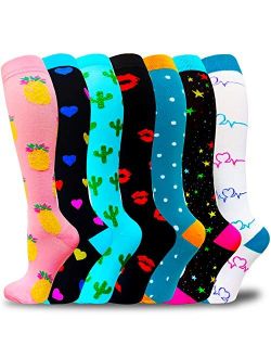 Aoliks Women & Men Compression Socks for Running, Nurse,Travel, Cycling, Athletics 7 pairs Circulation 20-30 mmHg-Best