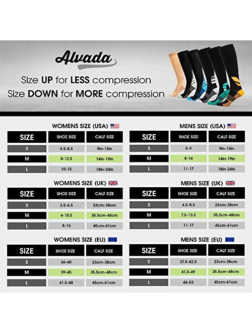 Alvada Women & Men Compression Socks For Nurse, Madical with Foot Massage Pad and Arch Support