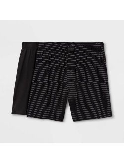 Men's Striped 2pk Knit Boxer - Goodfellow & Co Black