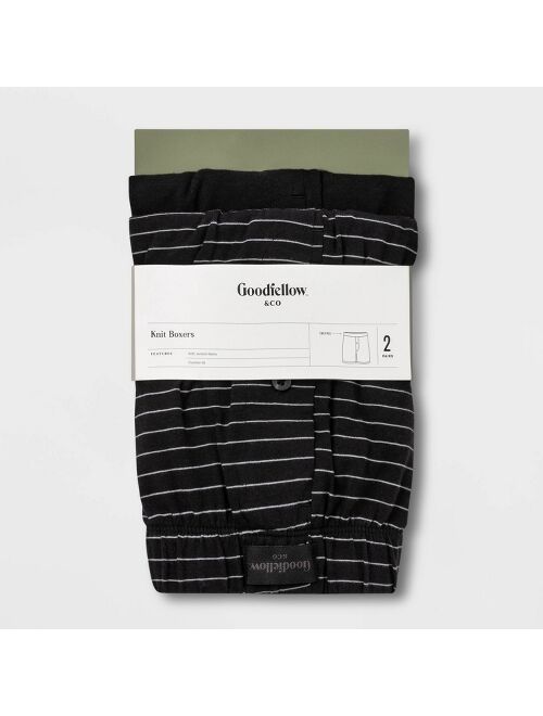 Men's Striped 2pk Knit Boxer - Goodfellow & Co™ Black