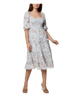 BCBGeneration Smocked Ruffled Midi Dress
