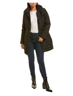 Women's Quilted Puffer Jacket with Faux Fur Trimmed Hood