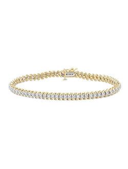 Hdiamonds 10K White Gold Diamond Tennis Bracelet for Women