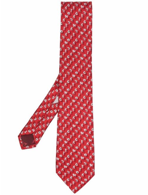 Salvatore Ferragamo animal-logo print silk tie