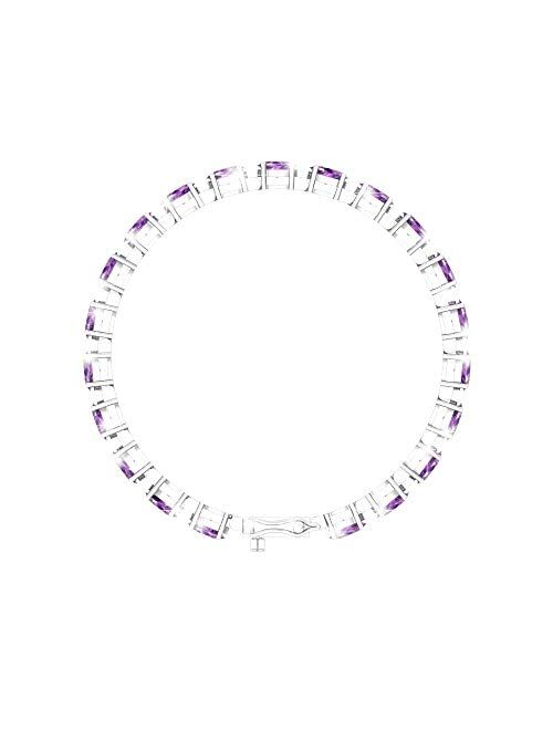 Belinda Jewelz Womens Classic 925 Sterling Silver Oval Gemstone Tennis Bracelet