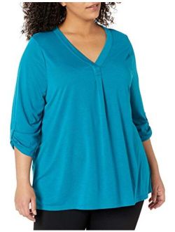 Women's Plus Size Rolled Sleeve Tunic