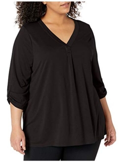 Women's Plus Size Rolled Sleeve Tunic