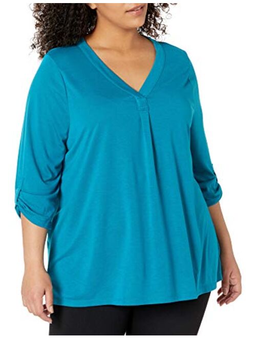 JUST MY SIZE Women's Plus Size Rolled Sleeve Tunic