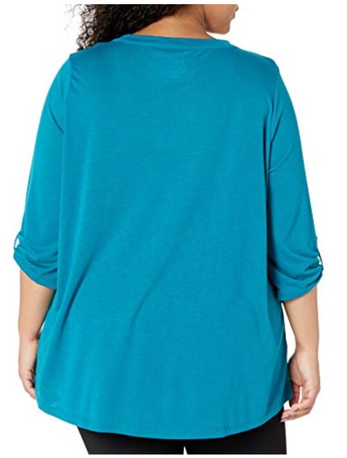JUST MY SIZE Women's Plus Size Rolled Sleeve Tunic