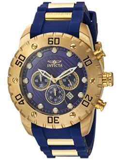 Men's 20280 Pro Diver Stainless Steel Quartz Watch with Polyurethane Strap, Blue, 25