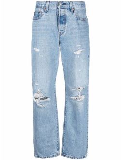 90's 501 distressed straight leg jeans