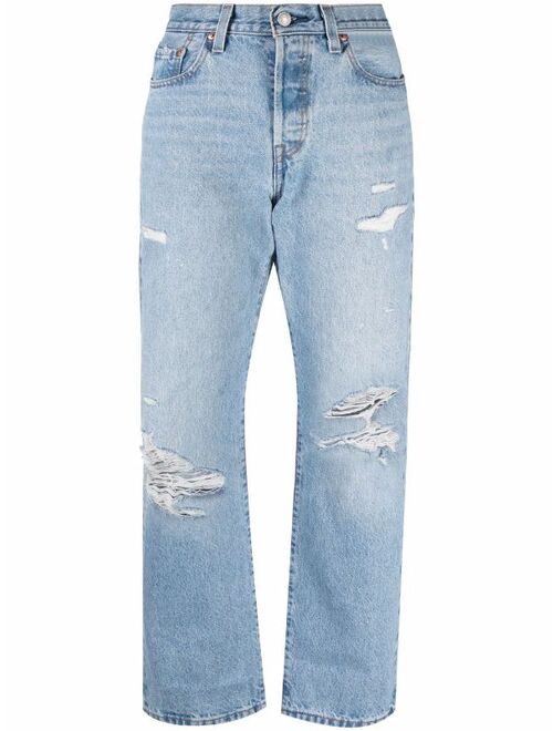 Levi's cropped distressed jeans
