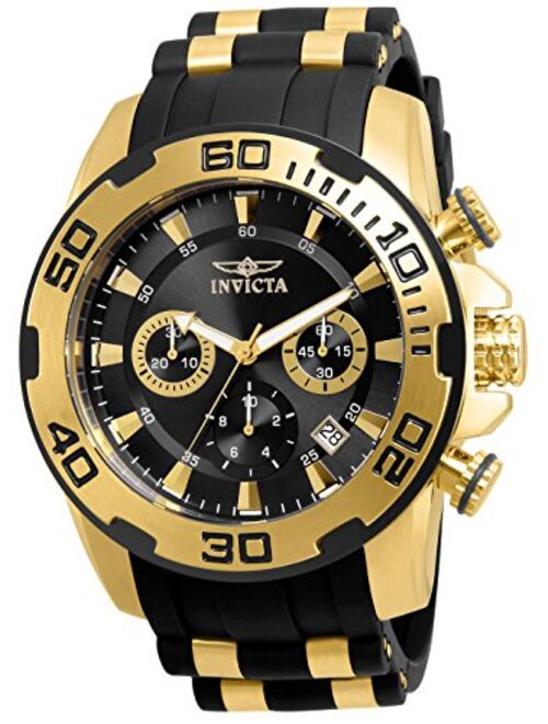 Invicta Men's Pro Diver Scuba 50mm Gold Tone, Silver Tone, Stainless Steel, and Silicone Chronograph Quartz Watch (Model: 22312, 22311)