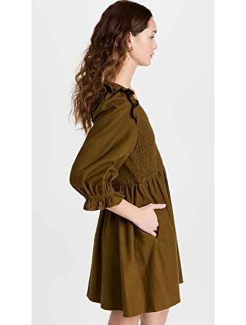 Madewell Women's V Neck Smocked Bodice Mini Dress