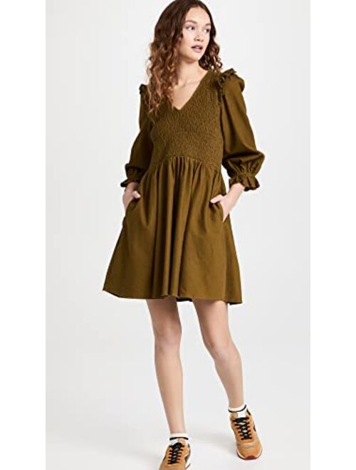Madewell Women's V Neck Smocked Bodice Mini Dress