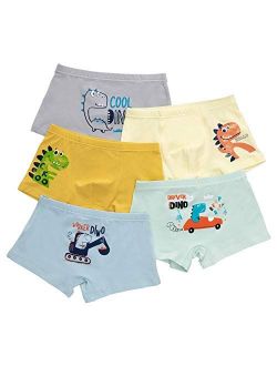 Core Pretty Boys Underwear Kids Cotton Boxer Briefs Dinosaur Training Boyshorts for Toddler Size 3-12 Years (Pack of 5)