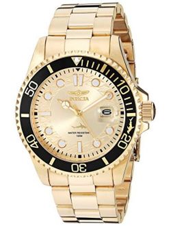 Men's 30025 Pro Diver Quartz Watch with Stainless Steel Strap, Gold, 22