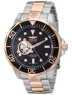 Men's 13708 Grand Diver Automatic Black Textured Dial Two-Tone Stainless Steel Watch