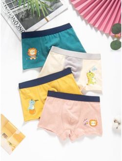 Boys 4pcs Letter & Cartoon Graphic Top-stitching Boxer Brief