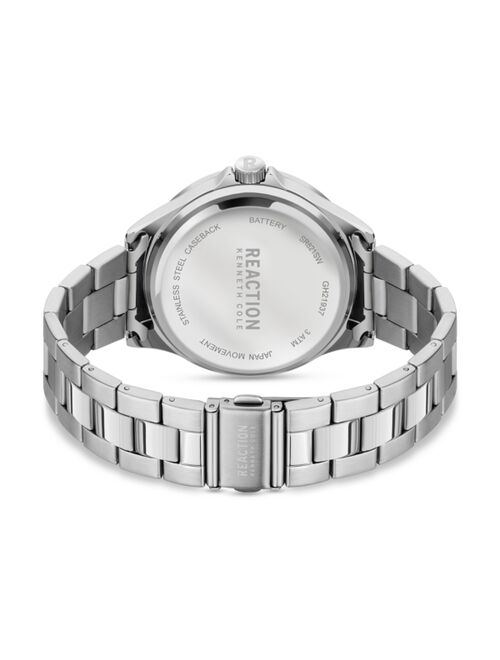 Kenneth Cole Reaction Men's 3 Hands Date Slim Silver Tone Stainless Steel Bracelet Watch, 46mm