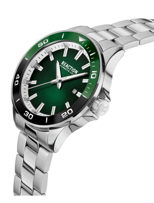 Kenneth Cole Reaction Men's 3 Hands Date Slim Silver Tone Stainless Steel Bracelet Watch, 46mm