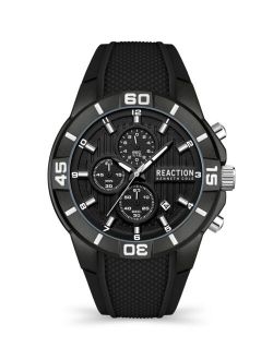 Men's Chrono 3 Eyes Date Black Silicon Strap Watch, 48mm