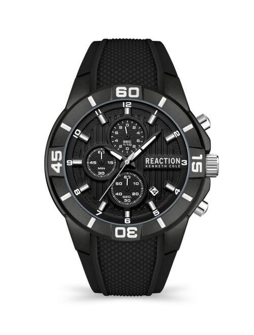 Kenneth Cole Reaction Men's Chrono 3 Eyes Date Black Silicon Strap Watch, 48mm