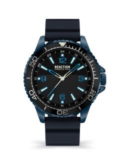 Men's 3 Hands Slim Blue Silicon Strap Watch, 46mm