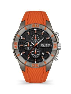 Men's Chrono 3 Eyes Date Orange Silicon Strap Watch, 48mm