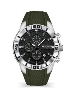Men's Chrono 3 Eyes Date Green Silicon Strap Watch, 48mm