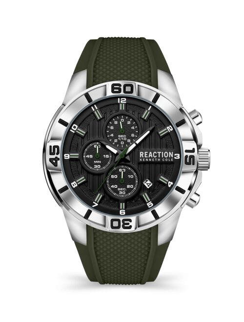 Kenneth Cole Reaction Men's Chrono 3 Eyes Date Green Silicon Strap Watch, 48mm