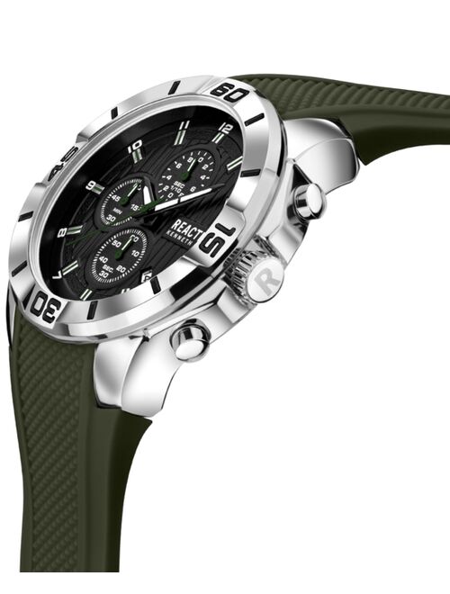 Kenneth Cole Reaction Men's Chrono 3 Eyes Date Green Silicon Strap Watch, 48mm