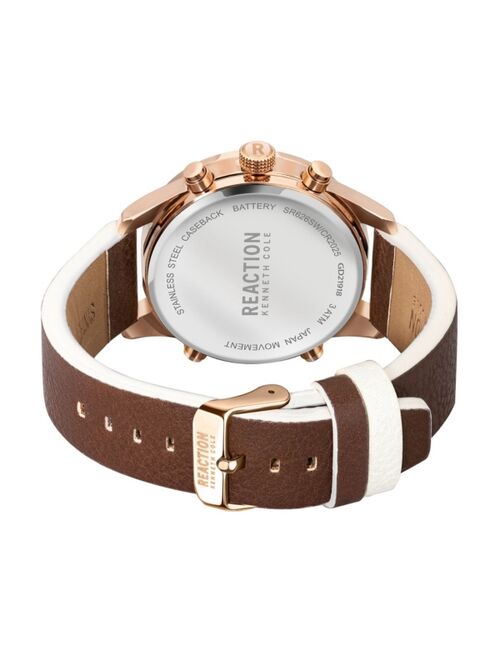Kenneth Cole Reaction Men's Ana-Digit Brown Synthetic Leather Strap Watch, 46mm