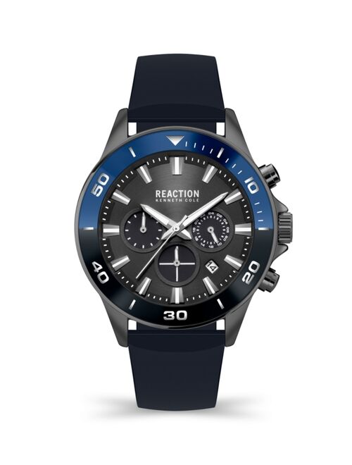 Kenneth Cole Reaction Men's Chrono 3 Eyes Date Blue Silicon Strap Watch, 46mm