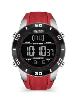 Men's Digital Red Silicon Strap Watch, 49mm
