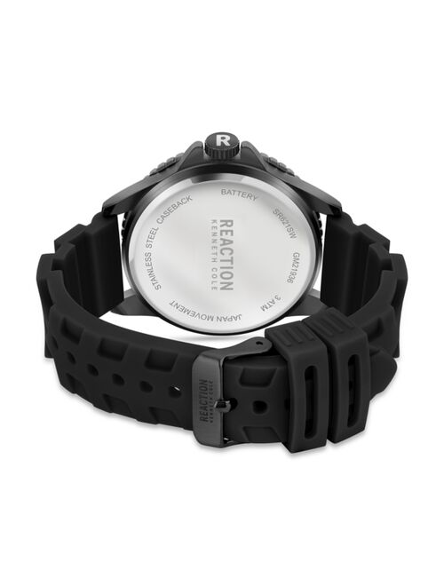 Kenneth Cole Reaction Men's 3 Hands Slim Black Silicon Strap Watch, 46mm