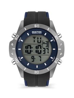 Men's Digital Black and Blue Silicon Strap Watch, 51mm