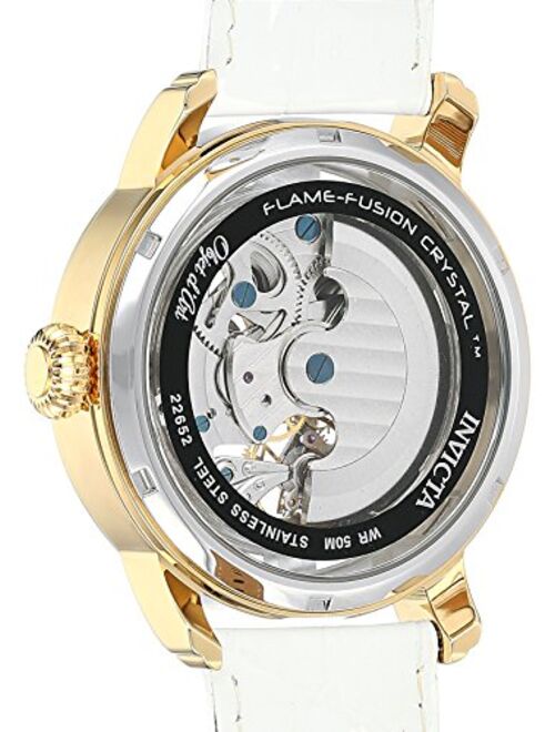 Invicta Men's Objet d'Art Stainless Steel Automatic-self-Wind Watch with Leather-Calfskin Strap, White, 24 (Model: 22652)