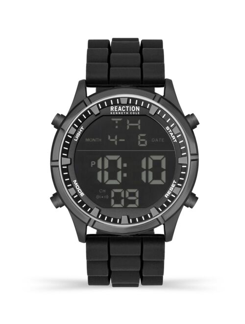 Kenneth Cole Reaction Men's Digital Black Silicon Strap Watch, 47mm